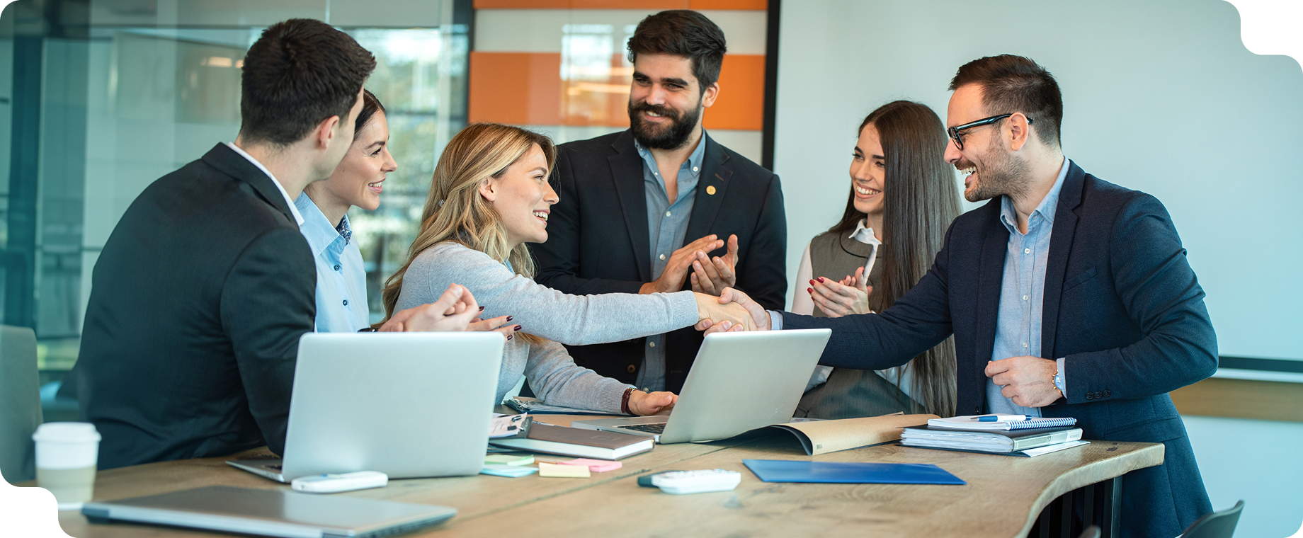 Business leaders discussing AI transformation strategy